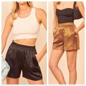 REFORMATION Bleecker 100% Silk Shorts - 2 pair